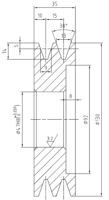 V belt clearance pulley sizes