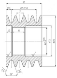 Spare parts: BCRM/MD/MFZ ditch mower's lower pulley (4 belts version)